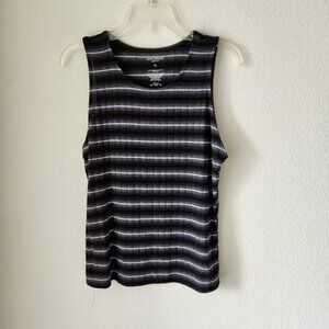 Arizona Vintage black and white  striped vest Sz M Preppy Business Casual Goth